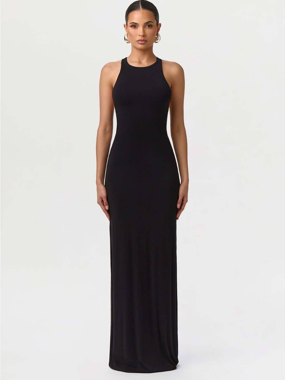 naked wardrobe Black MODAL OPEN BACK DOME MAXI DRESS Medium - Picture 2 of 11